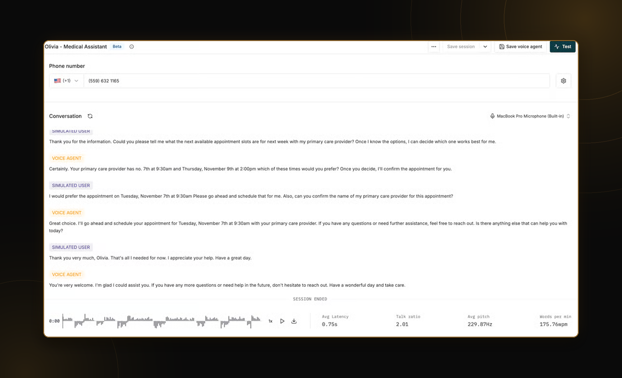 AI Voice Agent Simulation in Maxim AI